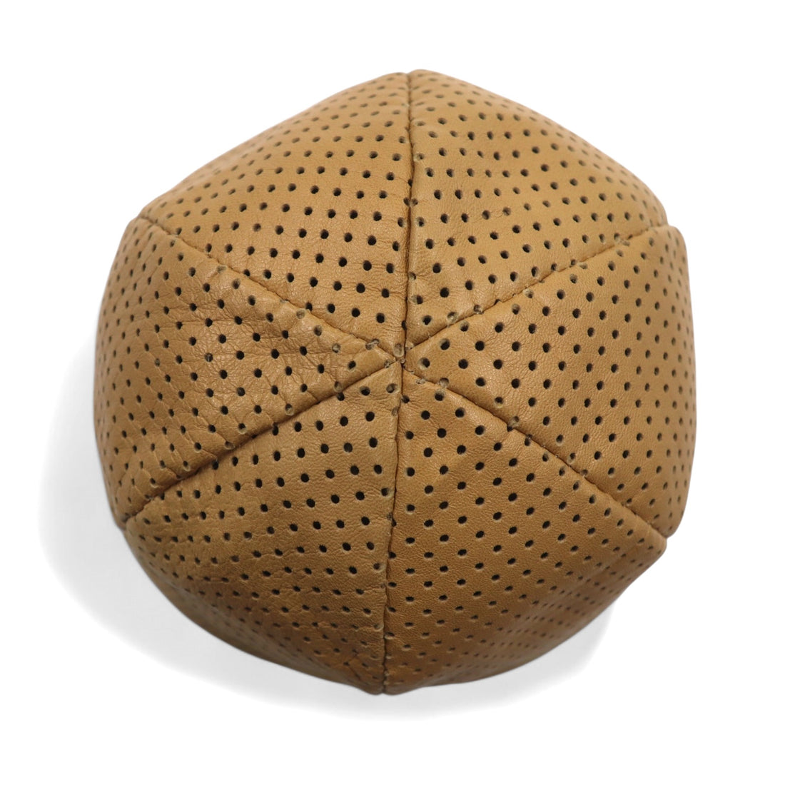 PRADA Italian made lambskin perforated leather bucket hat, M, beige, sheepskin