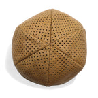 PRADA Italian made lambskin perforated leather bucket hat, M, beige, sheepskin