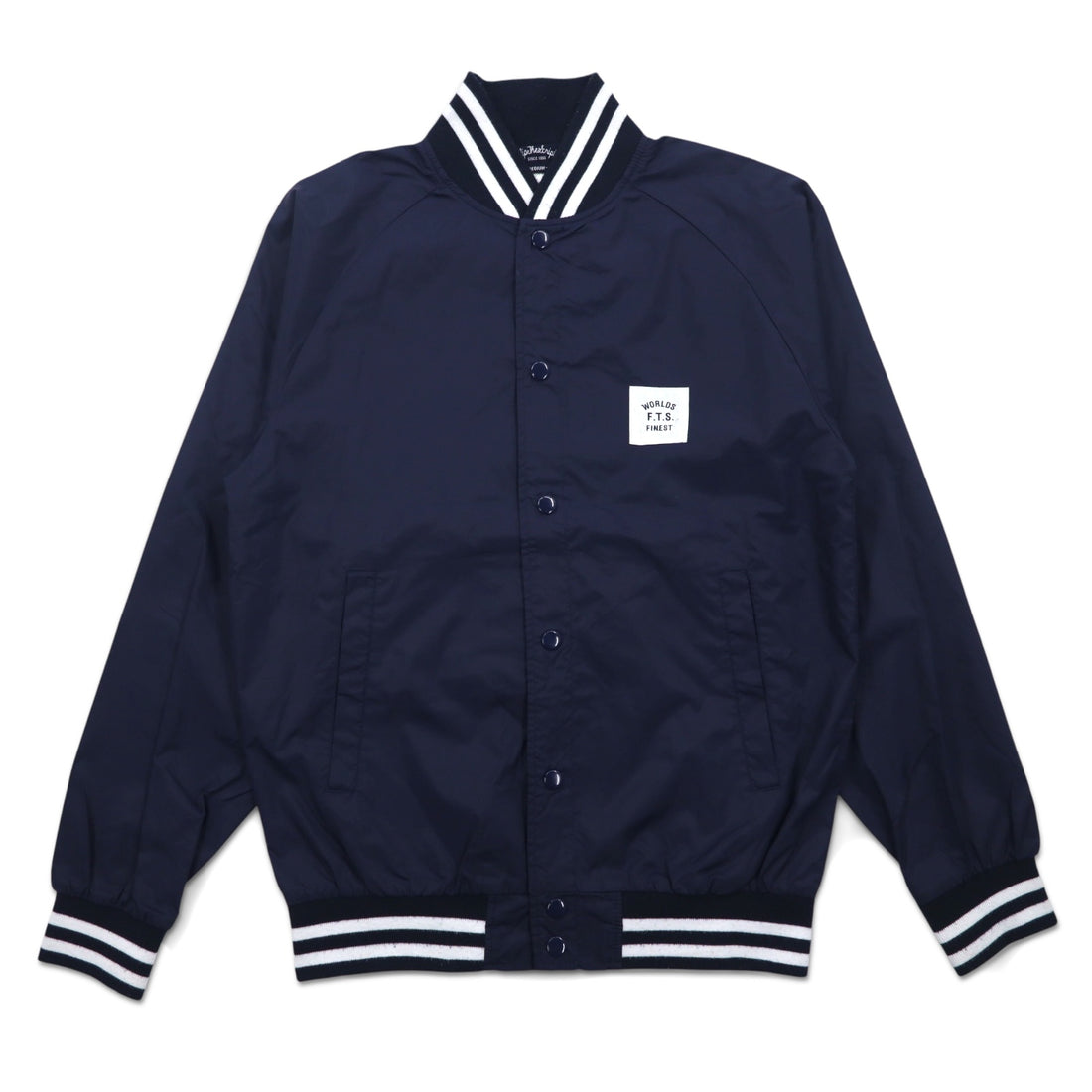 Flip The Script Libre Line Varsity Jacket M Navy Nylon Back Logo Print