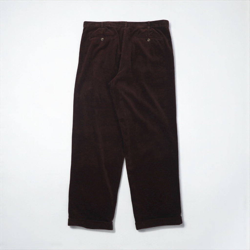 Eddie Bauer 90年代 2タック ワイド コーデュロイパンツ スラックス XL ブラウン 太畝 ダブルカフス