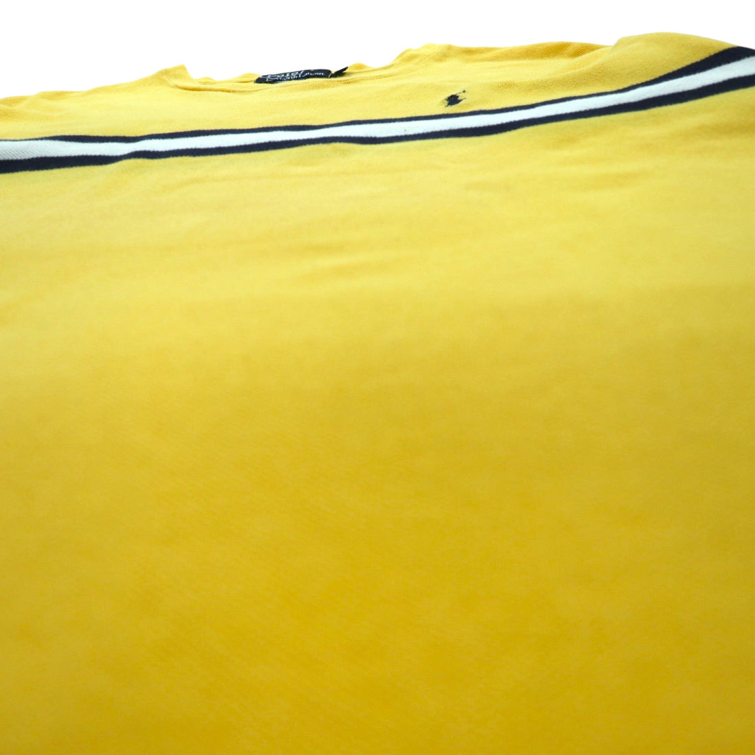 Polo by Ralph Lauren 90s Striped V-Neck Pique T-Shirt, Size L, Yellow Cotton, Small Pony Embroidery