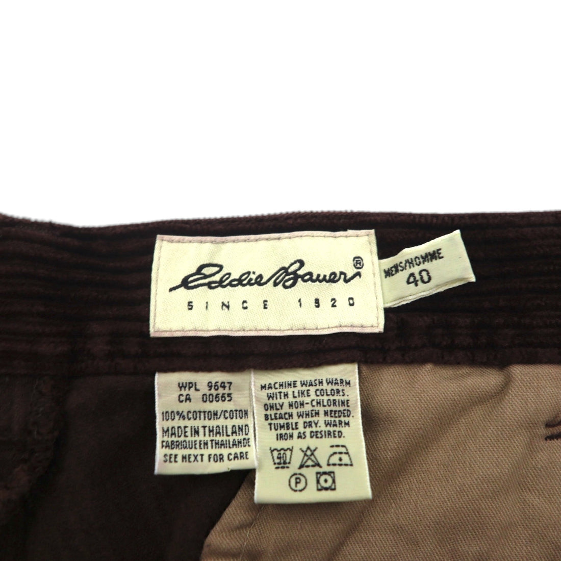 Eddie Bauer 90年代 2タック ワイド コーデュロイパンツ スラックス XL ブラウン 太畝 ダブルカフス