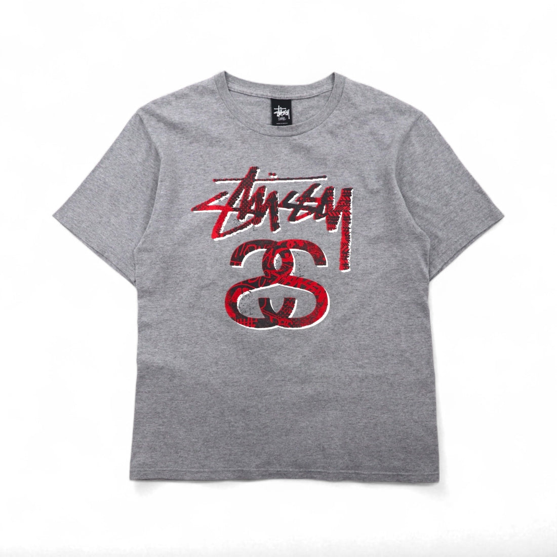 STUSSY Chanel Logo Print T-Shirt, Size Small, Gray Cotton, Made in Mexico
