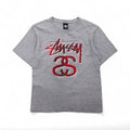 STUSSY Chanel Logo Print T-Shirt, Size Small, Gray Cotton, Made in Mexico