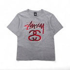 STUSSY Chanel Logo Print T-Shirt, Size Small, Gray Cotton, Made in Mexico