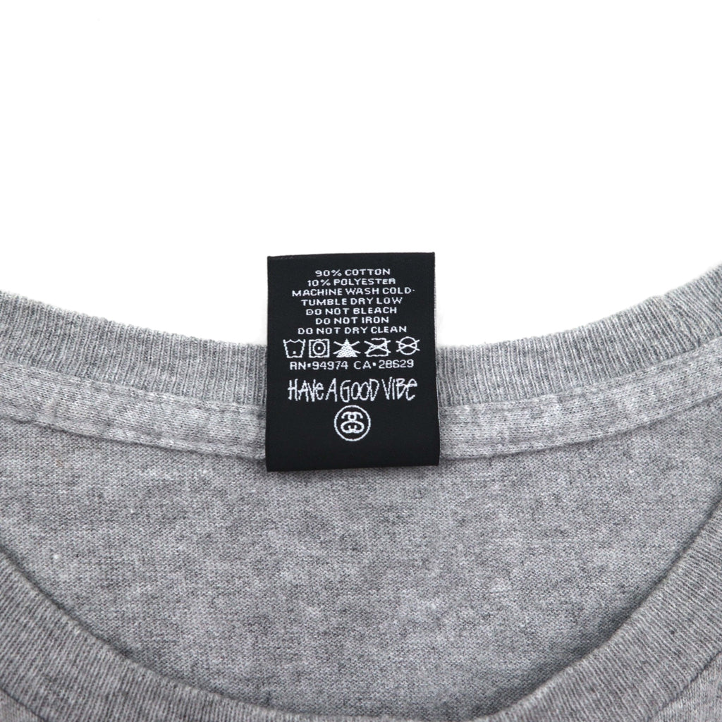 STUSSY Chanel Logo Print T-Shirt, Size Small, Gray Cotton, Made in Mexico