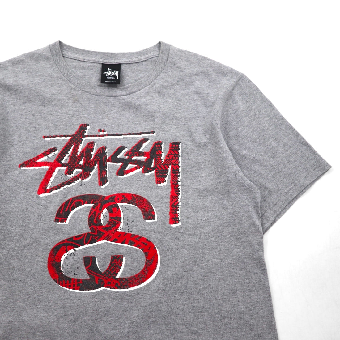 STUSSY Chanel Logo Print T-Shirt, Size Small, Gray Cotton, Made in Mexico