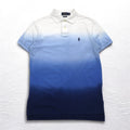 POLO RALPH LAUREN Gradient Color Polo Shirt M White Blue Cotton Small Pony Embroidery