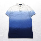 POLO RALPH LAUREN Gradient Color Polo Shirt M White Blue Cotton Small Pony Embroidery