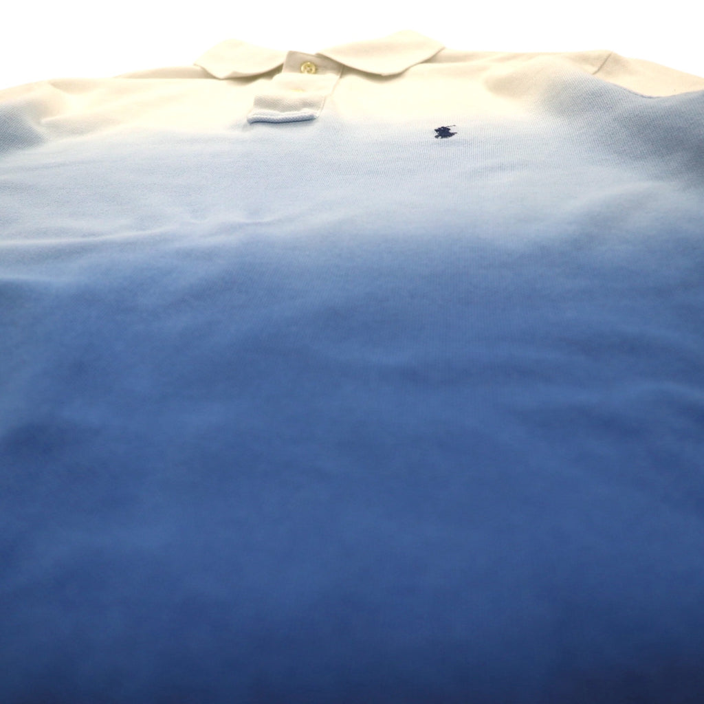 POLO RALPH LAUREN Gradient Color Polo Shirt M White Blue Cotton Small Pony Embroidery