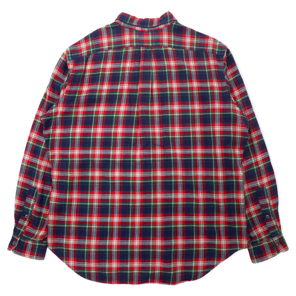 Ralph Lauren Button-Down Flannel Shirt, XL, Red, Check, Cotton, Classic Fit, Small Pony Embroidery