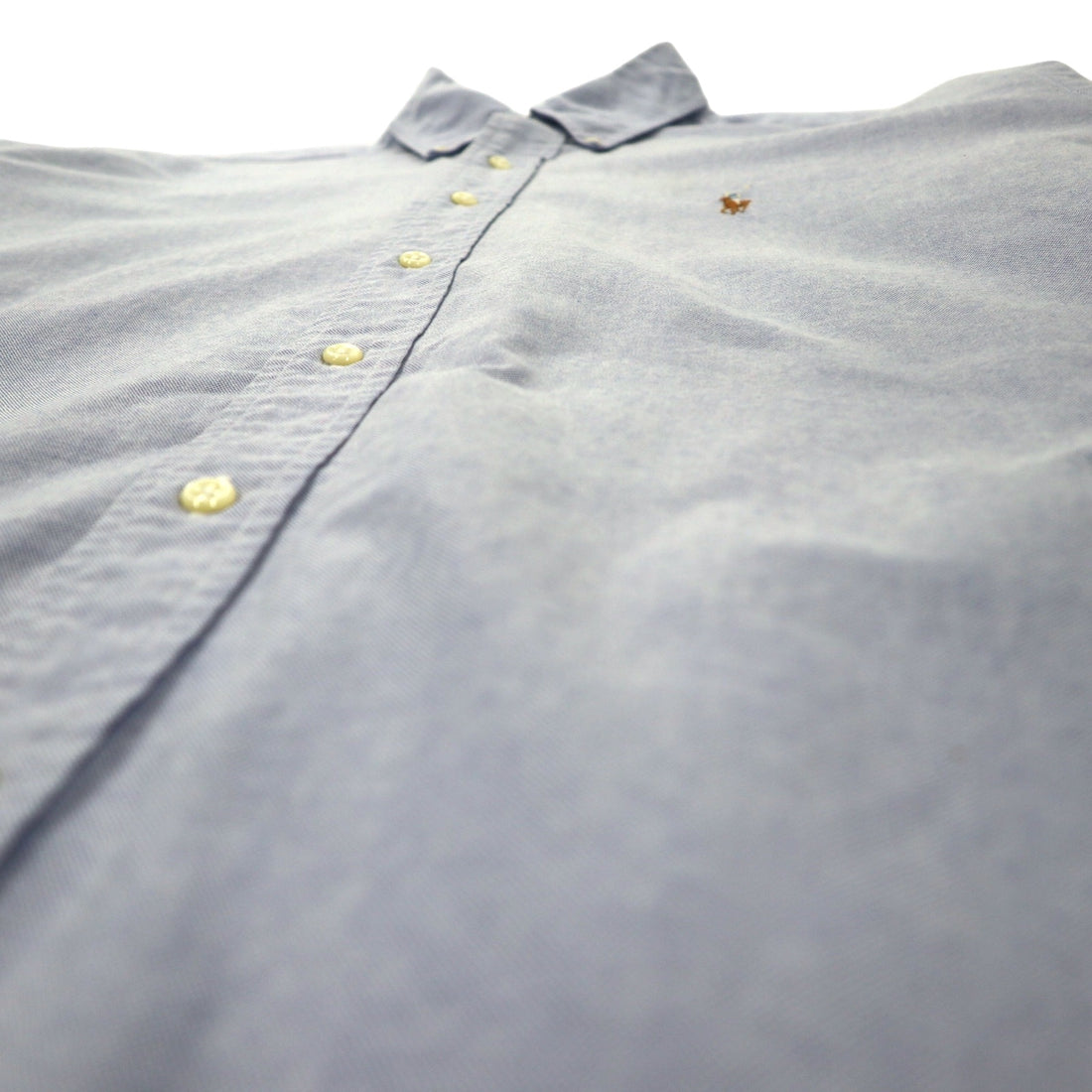 RALPH LAUREN 90s Oxford Button-down Shirt 16-33 Blue Cotton YARMOUTH Small Pony Embroidery