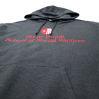 Champion ECO College Pullover Parka L Gray Cotton Brushed Lining Stony Brook School of Social Welfare Big Size
