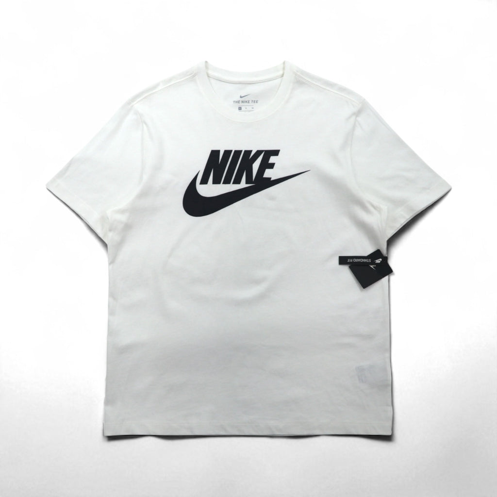 Nike Swoosh Logo Print T-Shirt, XL, White Cotton, AR5005-101, Unused