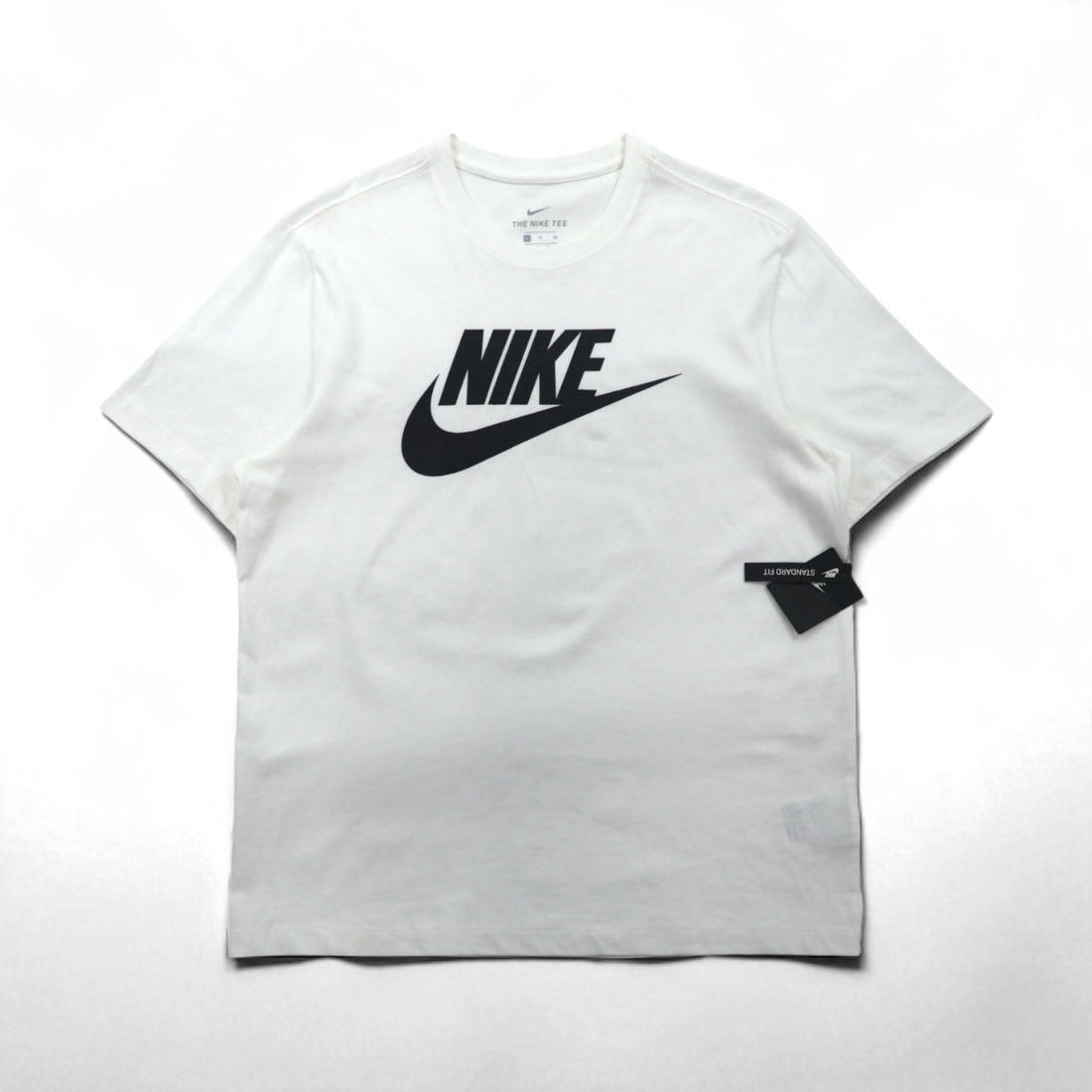 Nike Swoosh Logo Print T-Shirt, XL, White Cotton, AR5005-101, Unused