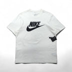 Nike Swoosh Logo Print T-Shirt, XL, White Cotton, AR5005-101, Unused