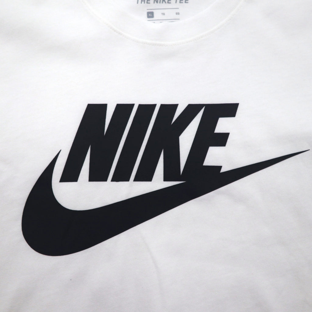 Nike Swoosh Logo Print T-Shirt, XL, White Cotton, AR5005-101, Unused