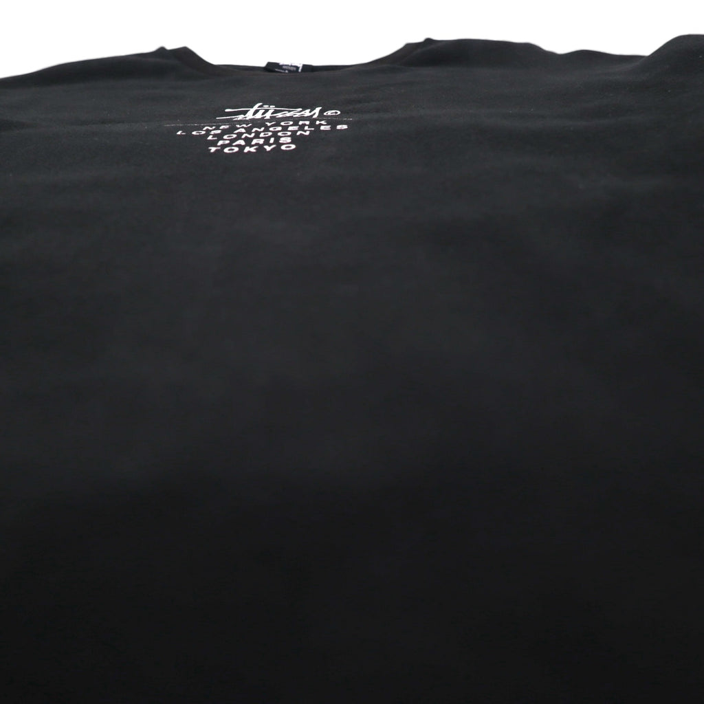STUSSY World Tour Crew Neck Sweatshirt, Size L, Black, 5 Major Cities