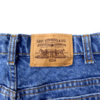 Levi's Made in Canada 90s Orange Tab 634 Baggy Tapered Denim Pants Size 34 Blue Cotton Zipper Fly Button Back 212