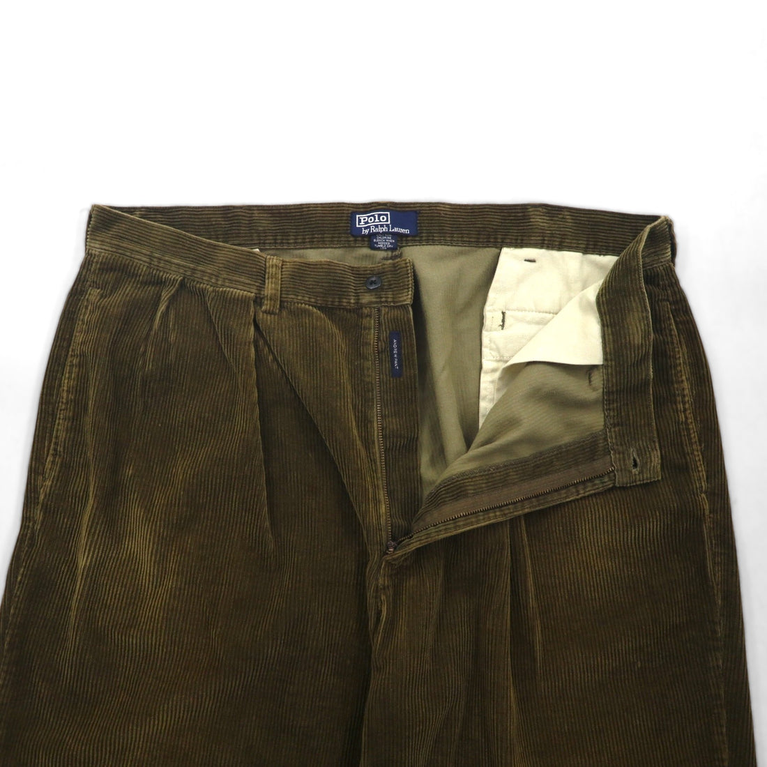 Polo Ralph Lauren 90年代 2タック ワイド コーデュロイパンツ スラックス XL カーキ POLO CORDS