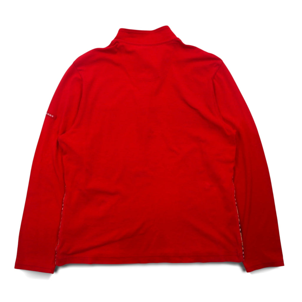 BURBERRY GOLF Half-button High-neck Long-sleeve T-shirt, LL, Red, Cotton, Stretch, Made in Japan