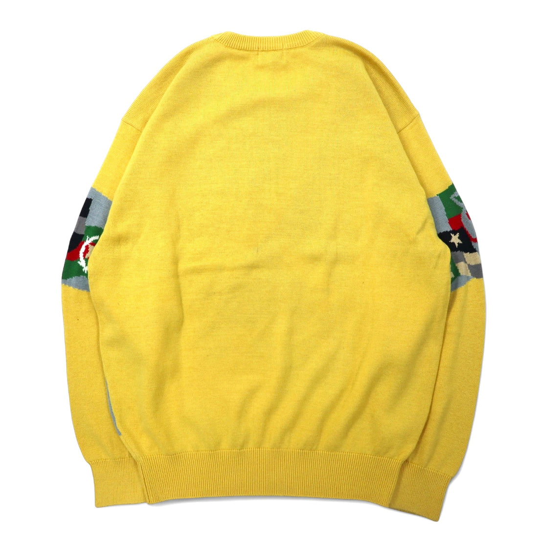 adabat 90s all-over print cotton knit sweater size 3 yellow