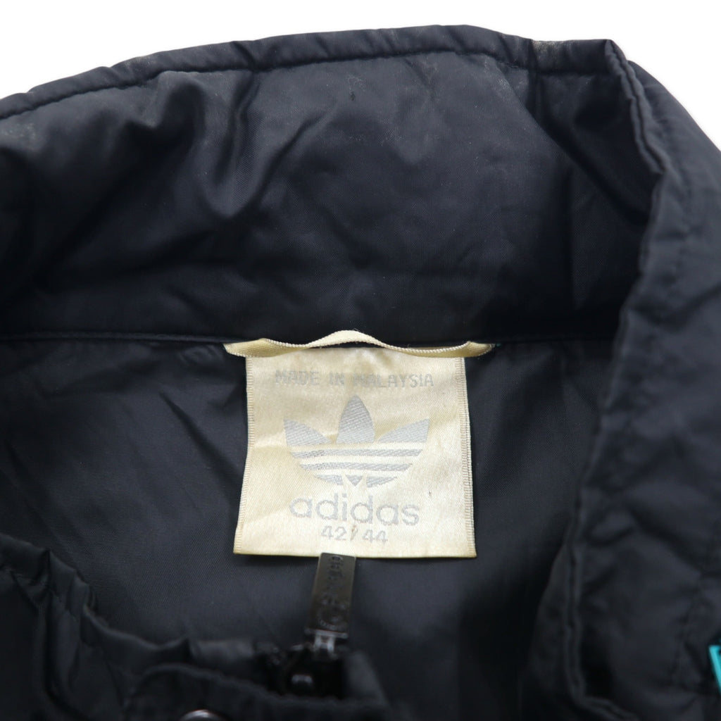 Adidas 90s Nylon Jacket XL Black Nylon Trefoil Logo Drawstring Retractable Hood Silver Tag