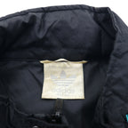 Adidas 90s Nylon Jacket XL Black Nylon Trefoil Logo Drawstring Retractable Hood Silver Tag