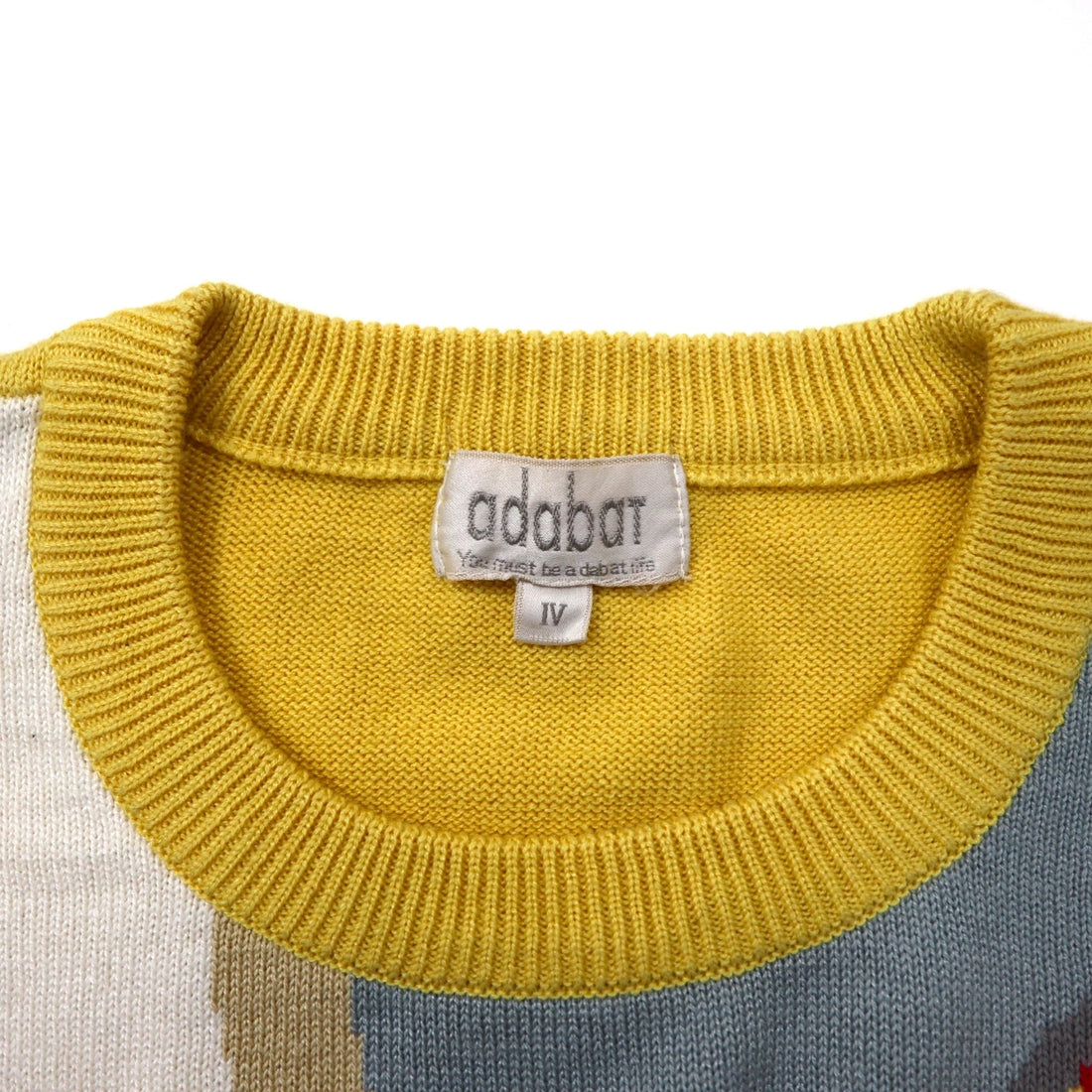 adabat 90s all-over print cotton knit sweater size 3 yellow