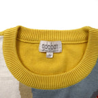 adabat 90s all-over print cotton knit sweater size 3 yellow