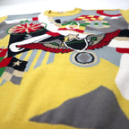 adabat 90s all-over print cotton knit sweater size 3 yellow