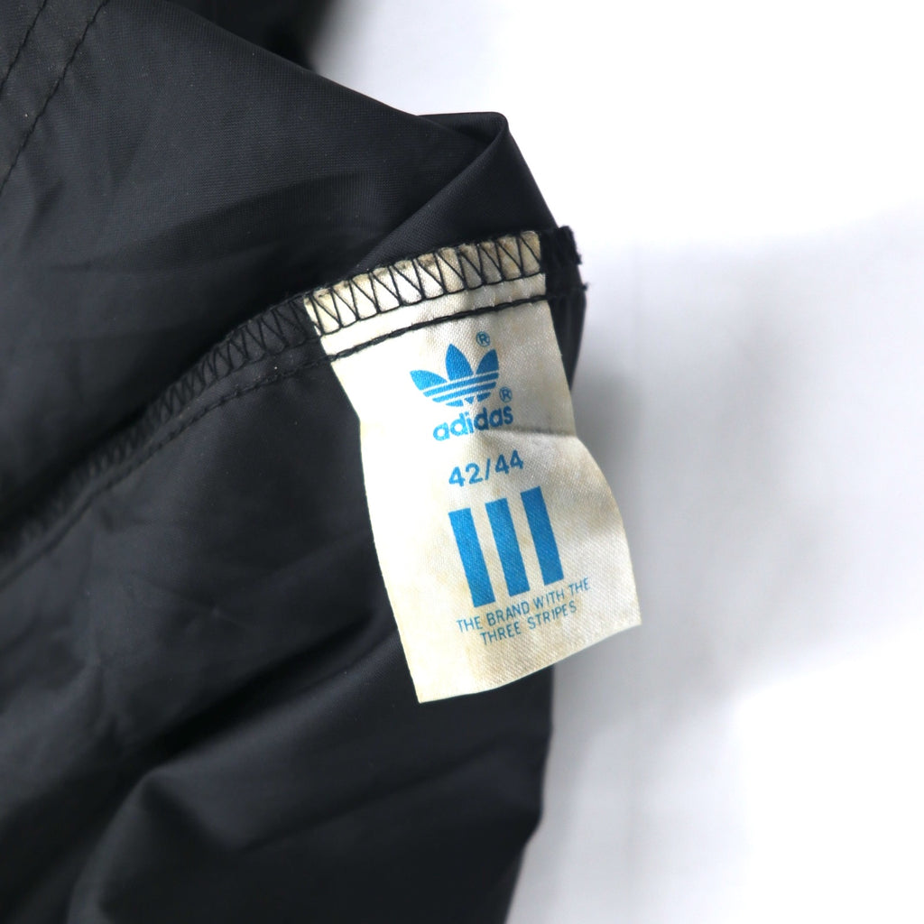 Adidas 90s Nylon Jacket XL Black Nylon Trefoil Logo Drawstring Retractable Hood Silver Tag