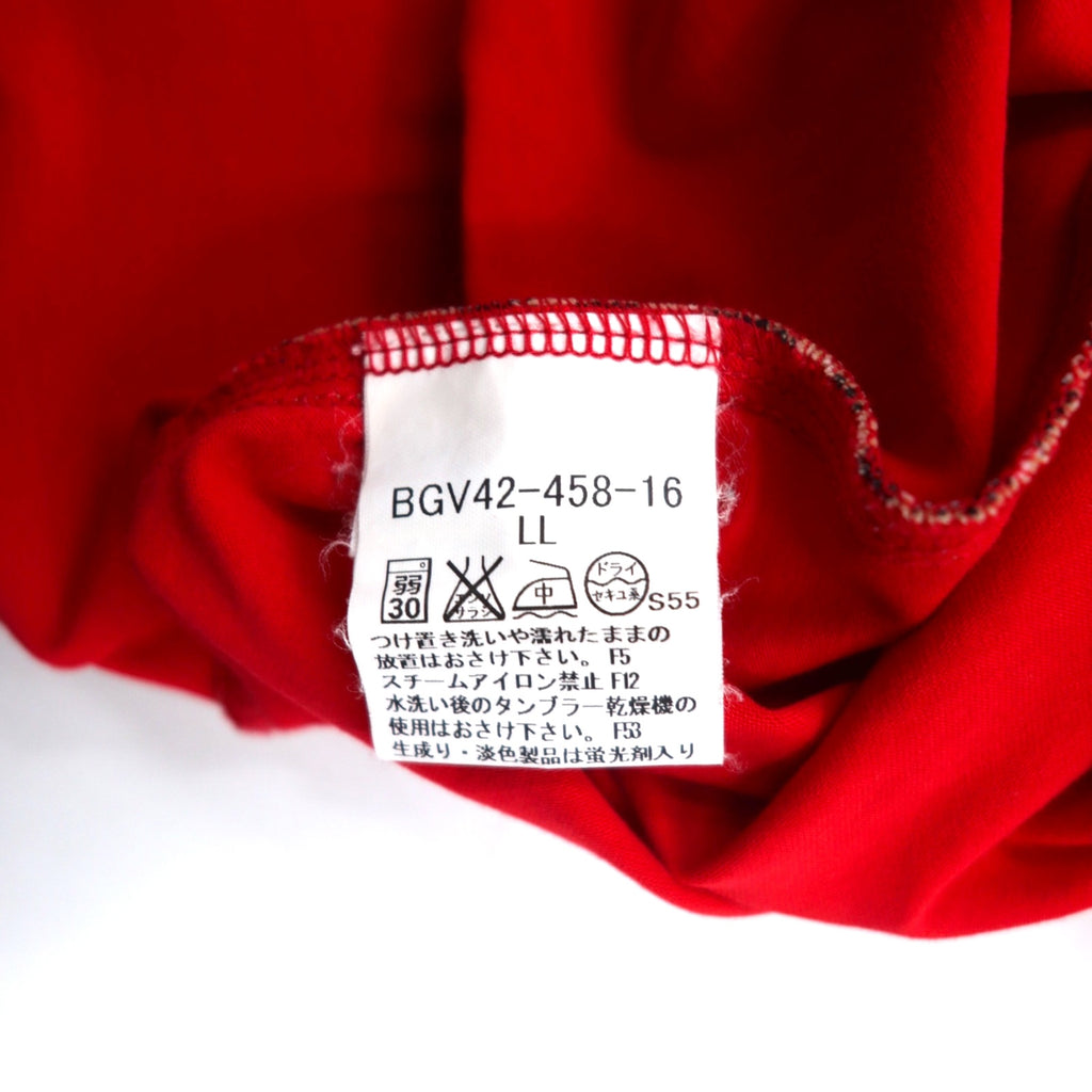 BURBERRY GOLF Half-button High-neck Long-sleeve T-shirt, LL, Red, Cotton, Stretch, Made in Japan