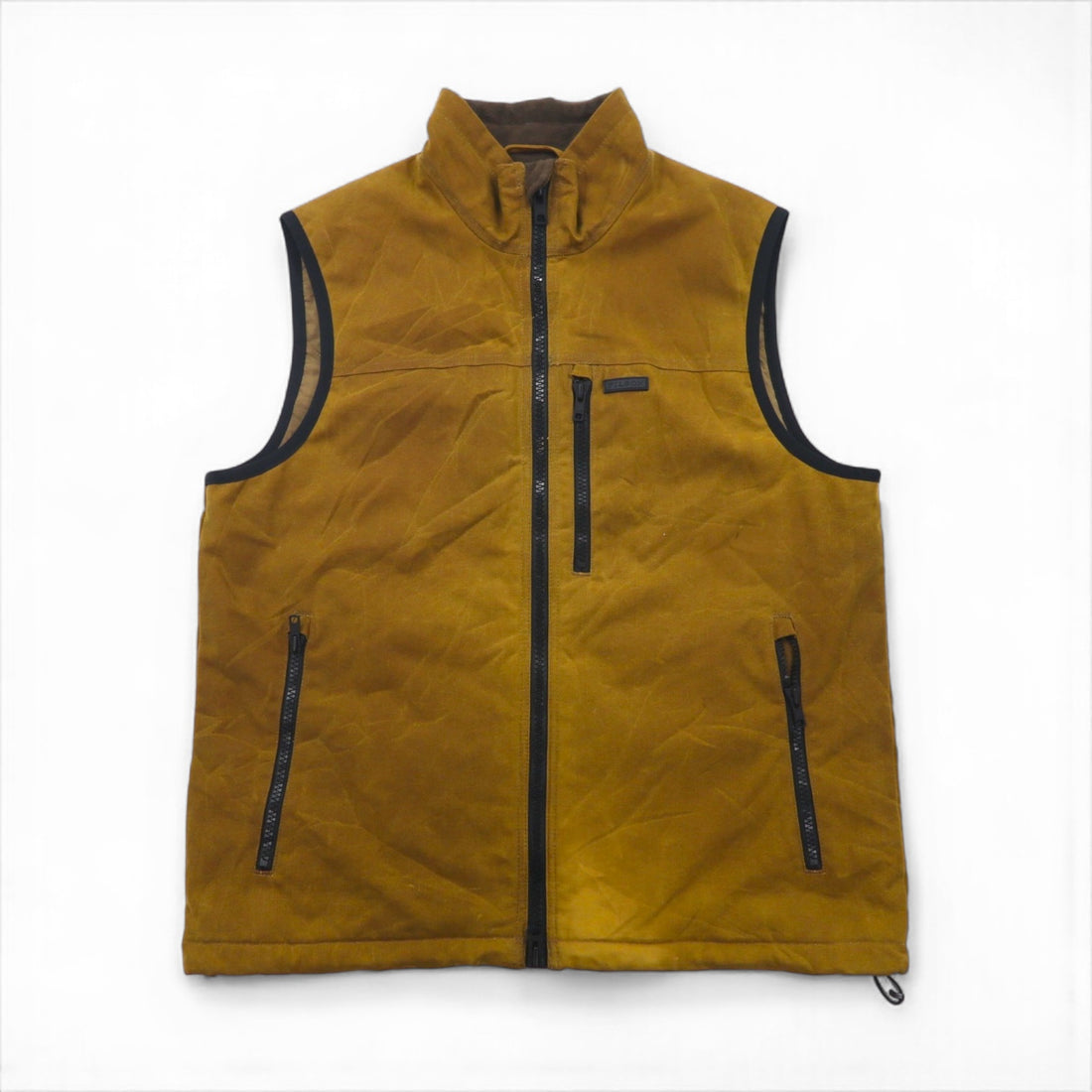 FILSON Tin Cloth Vest, Primaloft Insulated, Large, Oiled, Double-Zip, Drawcord, 20248735