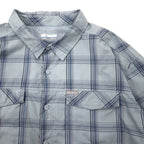 Columbia オムニシェイド 長袖シャツ 2XL ブルー チェック ナイロン ビッグサイズ Men's Large Kestrel Trail II Long Sleeve Shirt XM0787