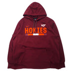 日本然リトテ-古着オンライン-NIKEドライフィット プルオーバーパーカー XL ボルドー ポリエステル VT フットボール HOKIES-Nike Dry Fit Pullover HOODIE XL Bordeaux Poliester VT Football HOKIES