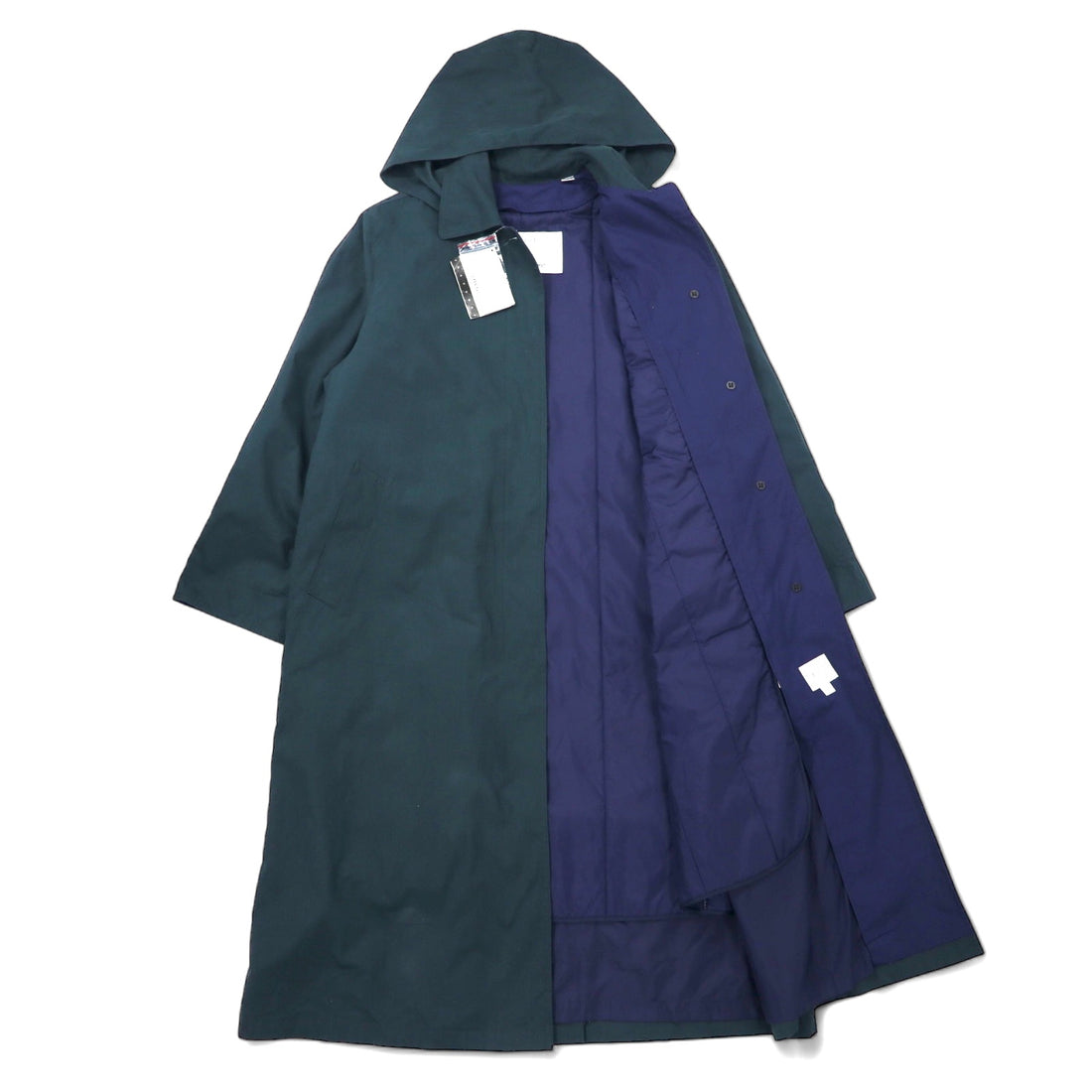 LONDON FOG Balmacaan Coat LIMITED EDITION 6PET Green Cotton Polyester Detachable Hood Detachable Liner Unused