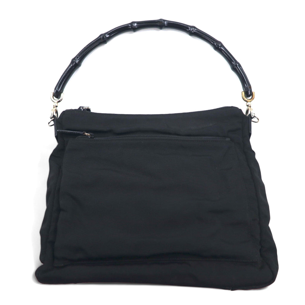 GUCCI Made in Italy 2WAY Bamboo Shoulder Bag Handbag Black Nylon 000・0509 002058