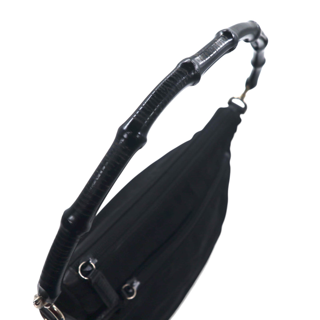 GUCCI Made in Italy 2WAY Bamboo Shoulder Bag Handbag Black Nylon 000・0509 002058