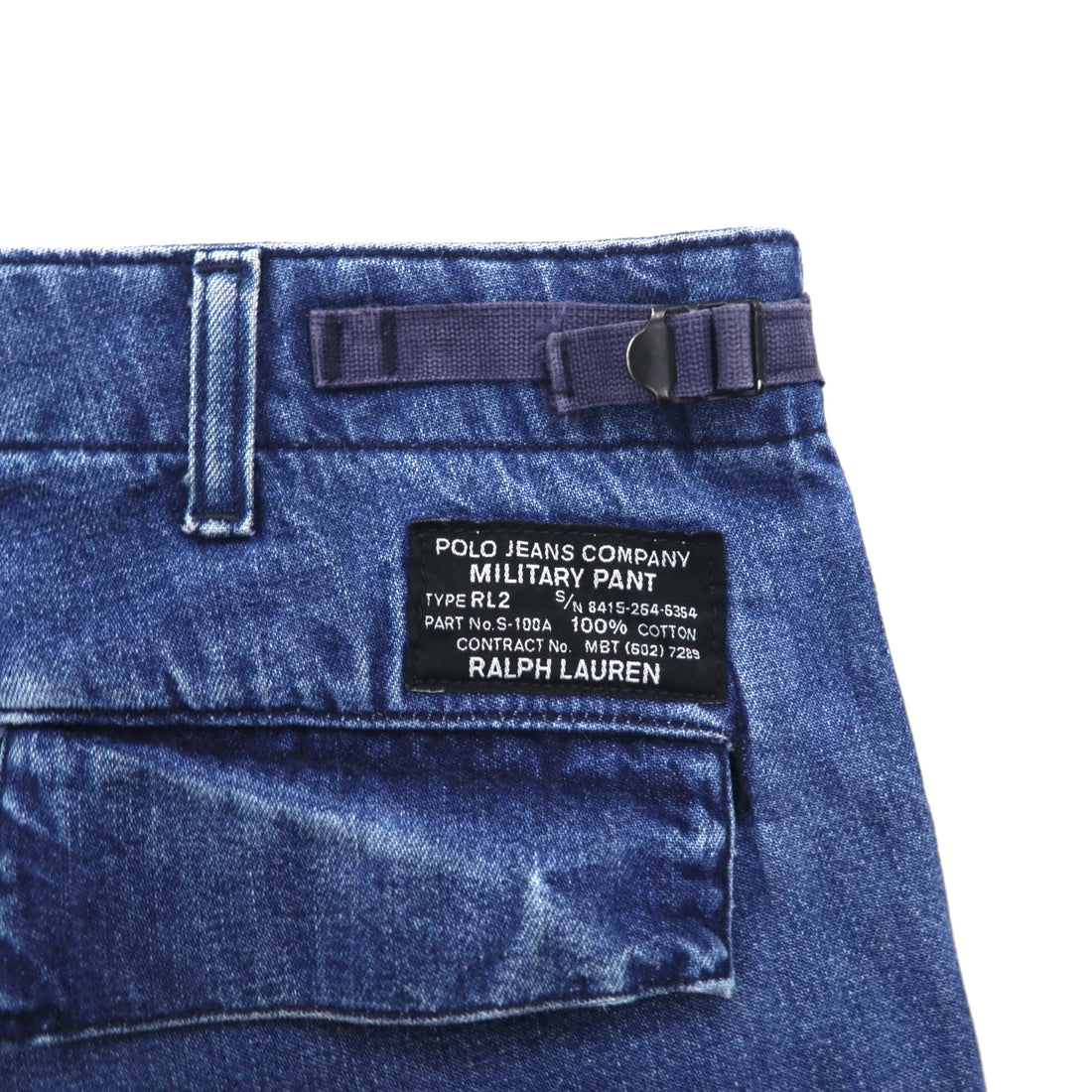 POLO JEANS CO. RALPH LAUREN 90s Baggy Short Denim Cargo Pants, XL, Indigo Blue, Knee-Length