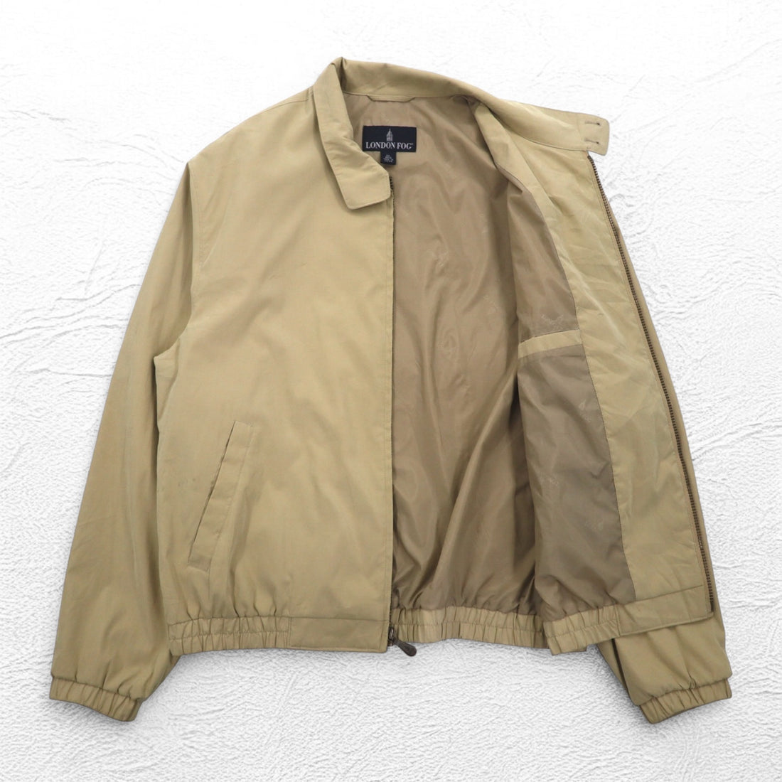 LONDON FOG Peach Skin Swing Top Harrington Jacket XL Beige Water Repellent