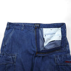 POLO JEANS CO. RALPH LAUREN 90s Baggy Short Denim Cargo Pants, XL, Indigo Blue, Knee-Length