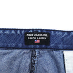 POLO JEANS CO. RALPH LAUREN 90s Baggy Short Denim Cargo Pants, XL, Indigo Blue, Knee-Length