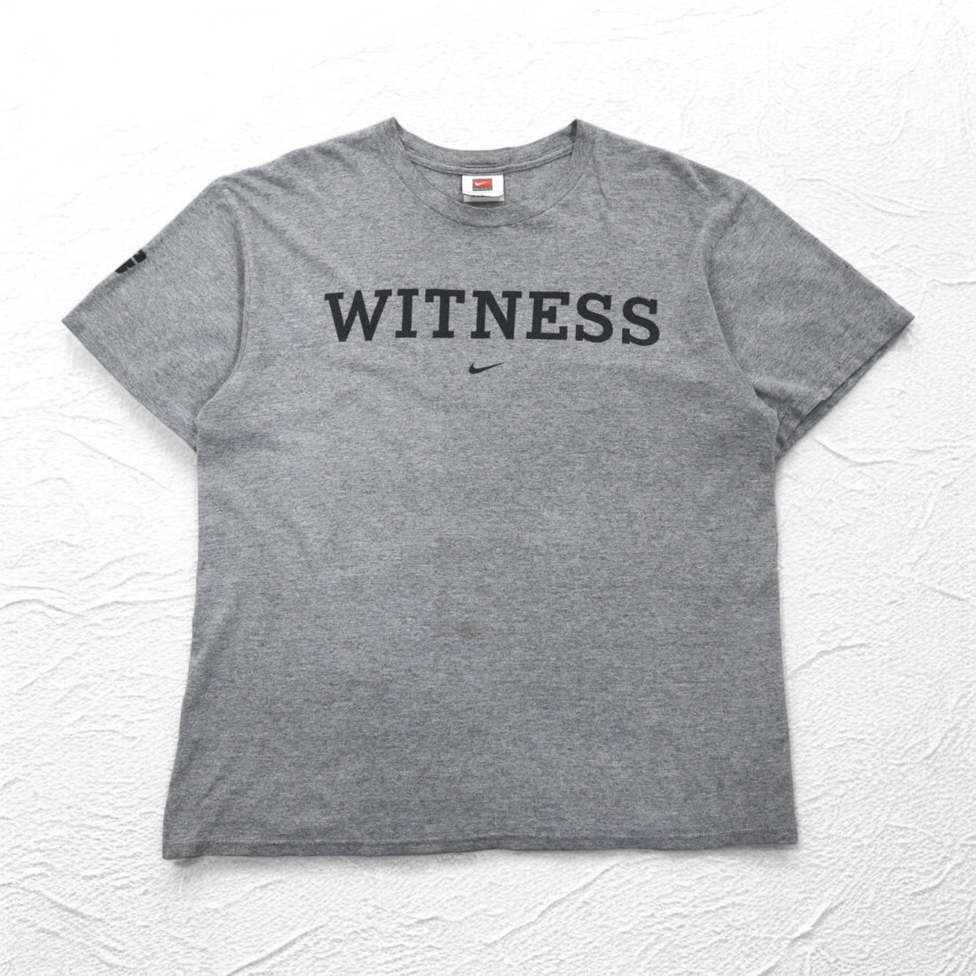 NIKE 00s ​​TEAM TAG WITNESS T-SHIRT L GRAY COTTON CENTER SWOOSH MADE IN MEXICO