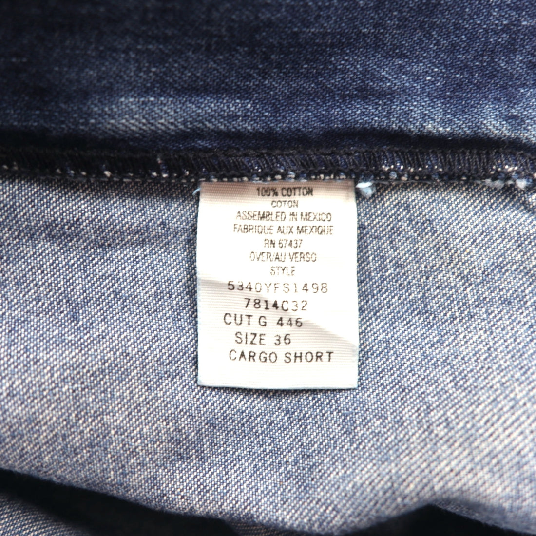 POLO JEANS CO. RALPH LAUREN 90s Baggy Short Denim Cargo Pants, XL, Indigo Blue, Knee-Length