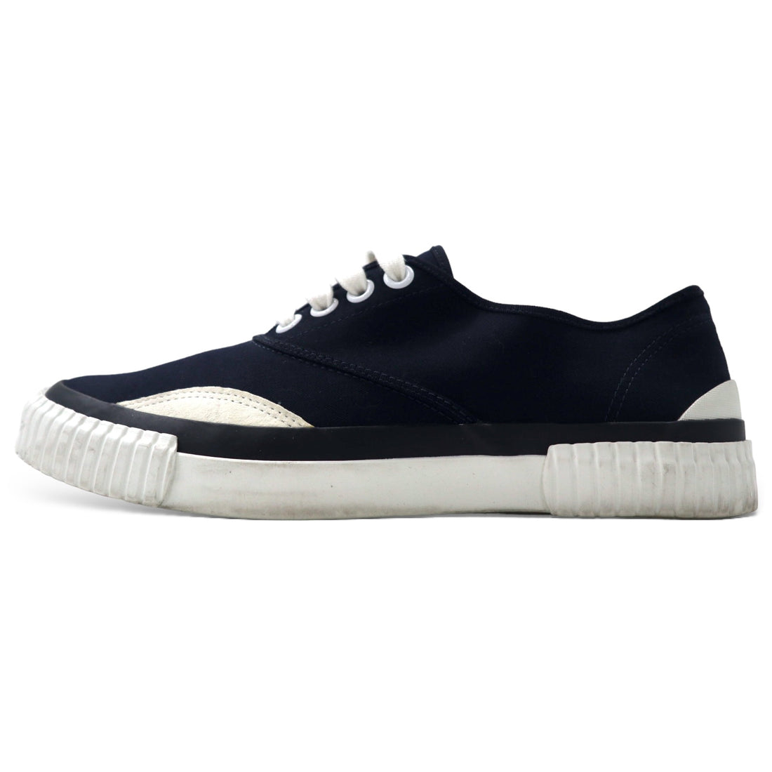 日本然リトテ-古着オンライン-Julien David ローカットスニーカー 26cm ネイビー コットン 日本製-Julieen David Low Cut Sneakers US8 Navy Cotton Japan Made