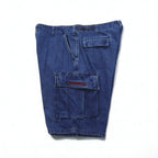 POLO JEANS CO. RALPH LAUREN 90s Baggy Short Denim Cargo Pants, XL, Indigo Blue, Knee-Length