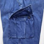 POLO JEANS CO. RALPH LAUREN 90s Baggy Short Denim Cargo Pants, XL, Indigo Blue, Knee-Length