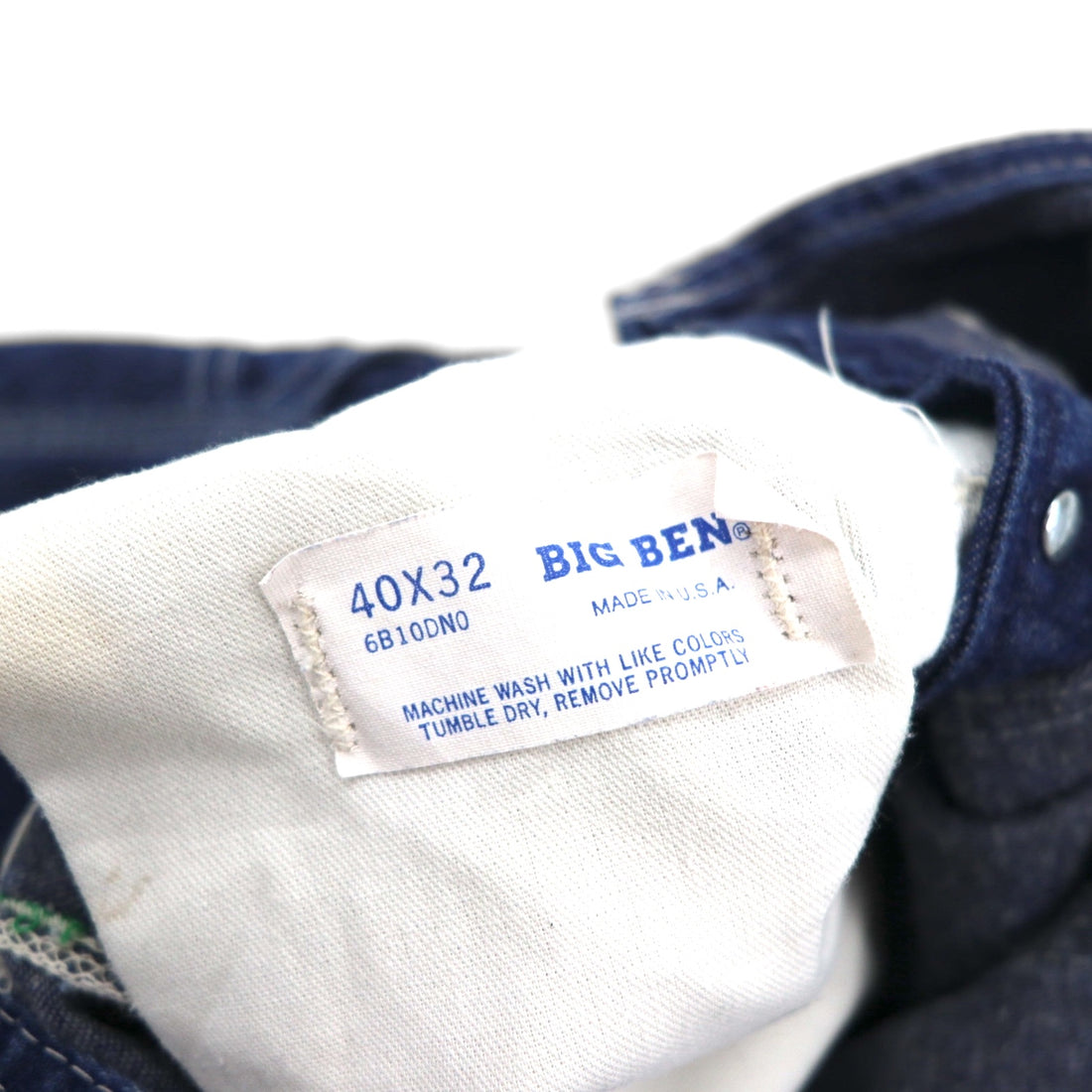 BIG BEN by Wrangler 1980s Vintage Denim Overalls, Made in USA, Size XL, Indigo, 6B10DN0