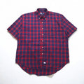 Polo by Ralph Lauren 90s Oversized Short Sleeve Button-Down Shirt, Size L, Red and Navy Check